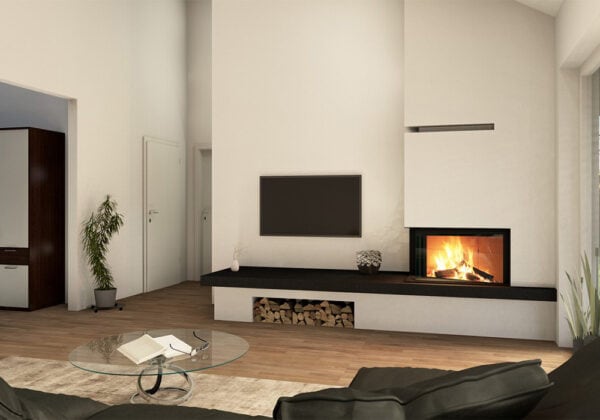 Vit inbygd kamin från Spartherm