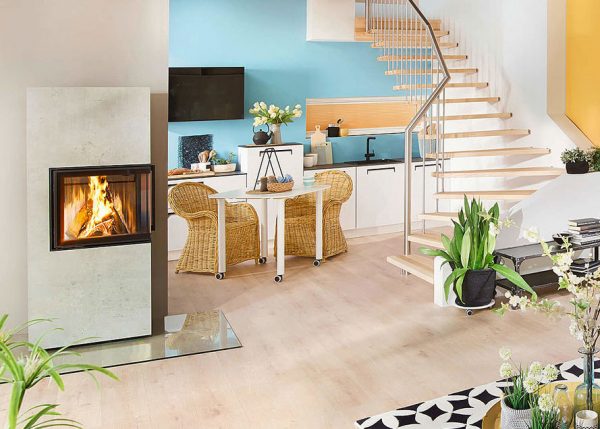 Lungo 2r fristående hörnkamin i vit